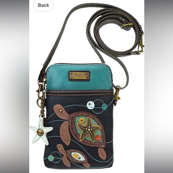 Chala Teal and Navy Sea Turtle Charms Vegan Convertible Crossbody Bag NWT - Picture 5 of 16